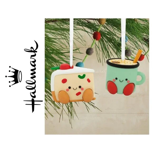 Hallmark Better Together Fruitcake Eggnog Magnetic Ornaments Set of 2 - Picture 1 of 3